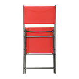 Brazos Set of 2 Commercial Grade Indoor/Outdoor Folding Chairs with Red Flex Comfort Material Backs and Seats and Black Metal Frames