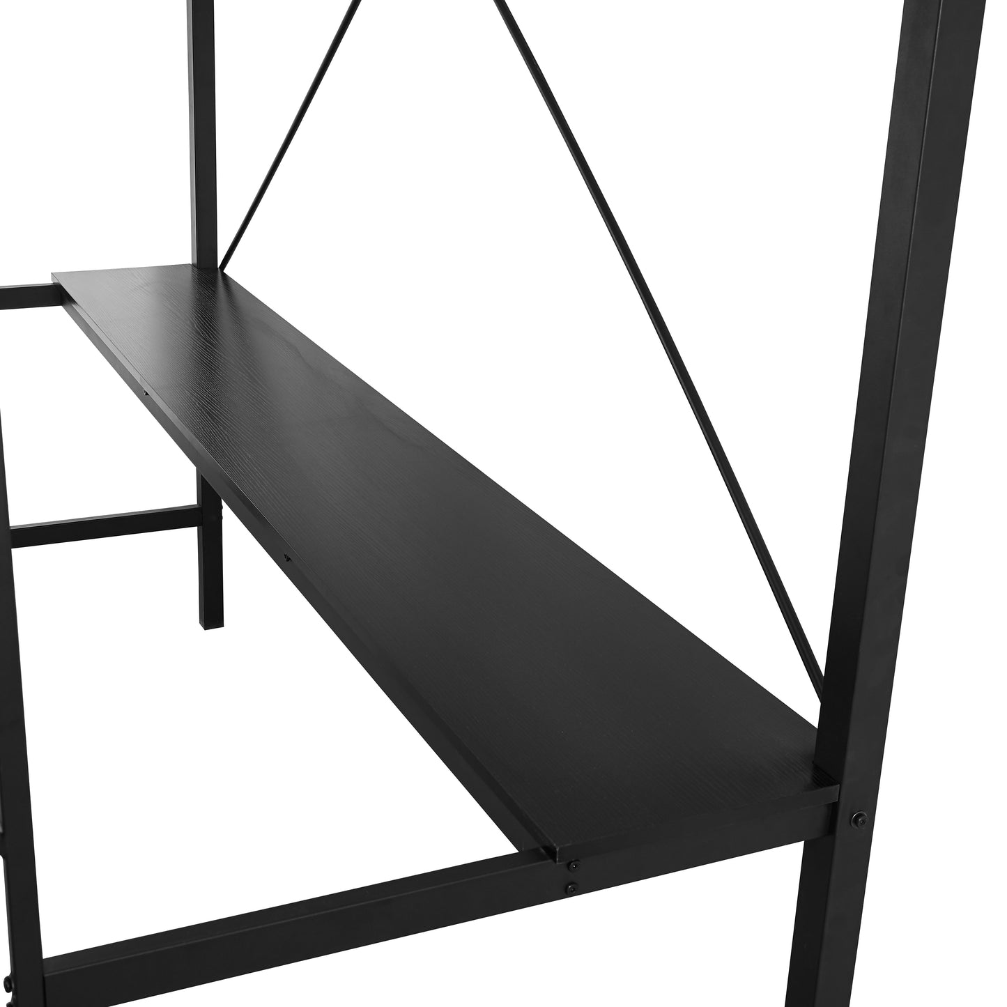 Jake Loft Bed Frame with Desk, Twin Size Metal Bed Frame with Protective Guard Rails & Ladder for Kids, Teens and Adults - Black