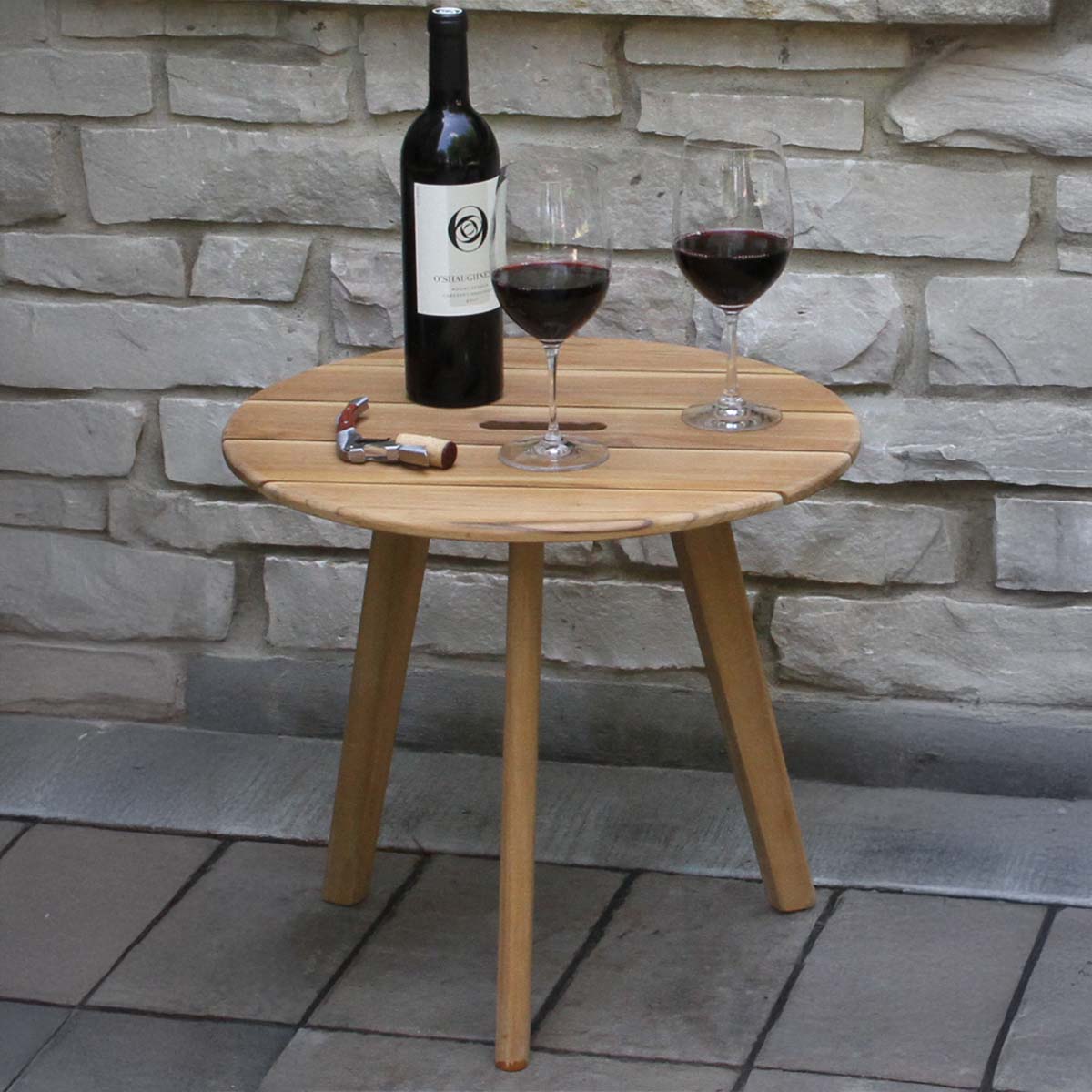 Teak Outdoor Accent Table with Handle 20" Round