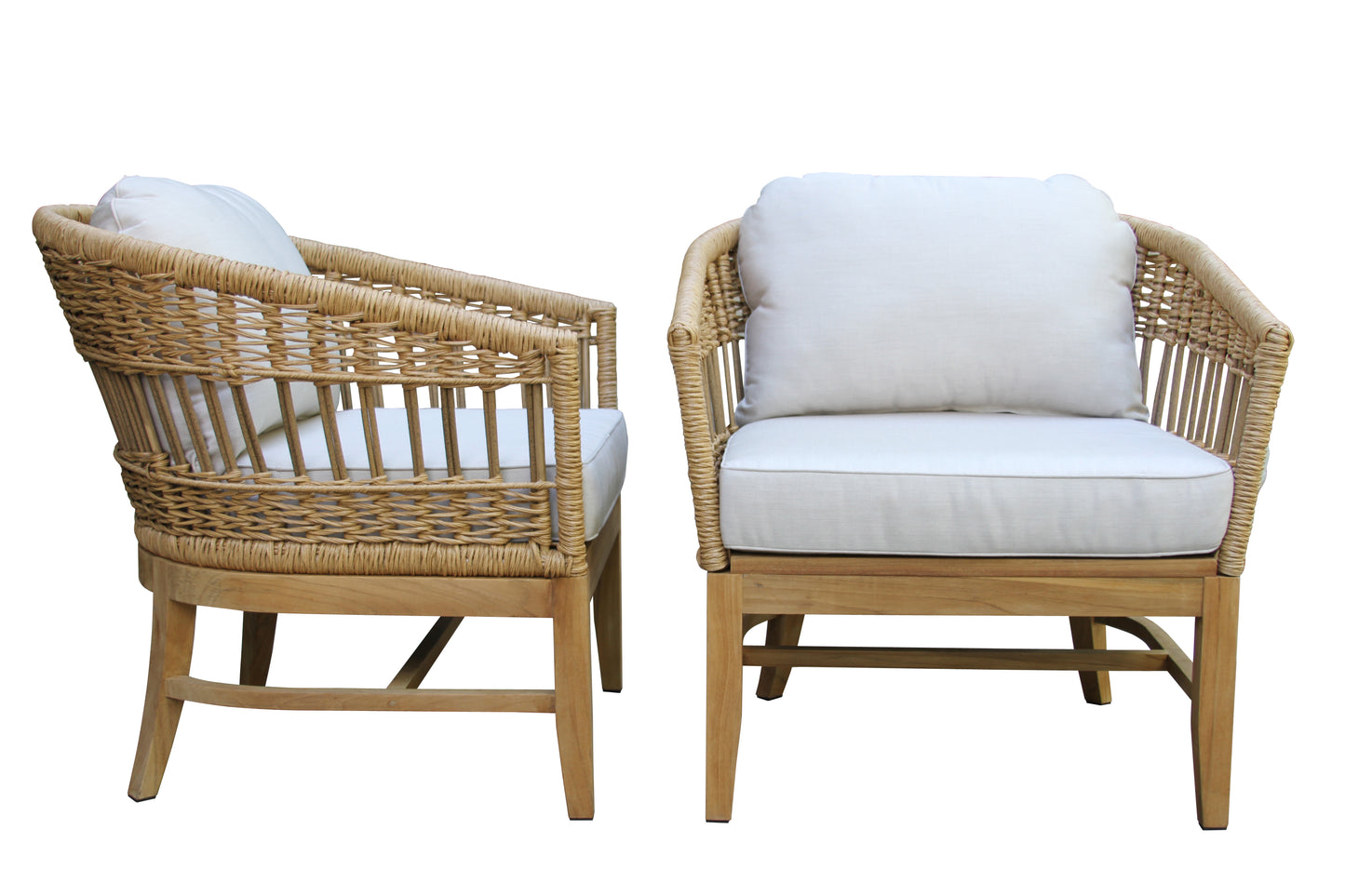 Bohemian Outdoor Teak and Wicker Lounge Chair