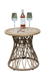 Bohemian Outdoor Teak and Wicker Accent Table 21.5" Round