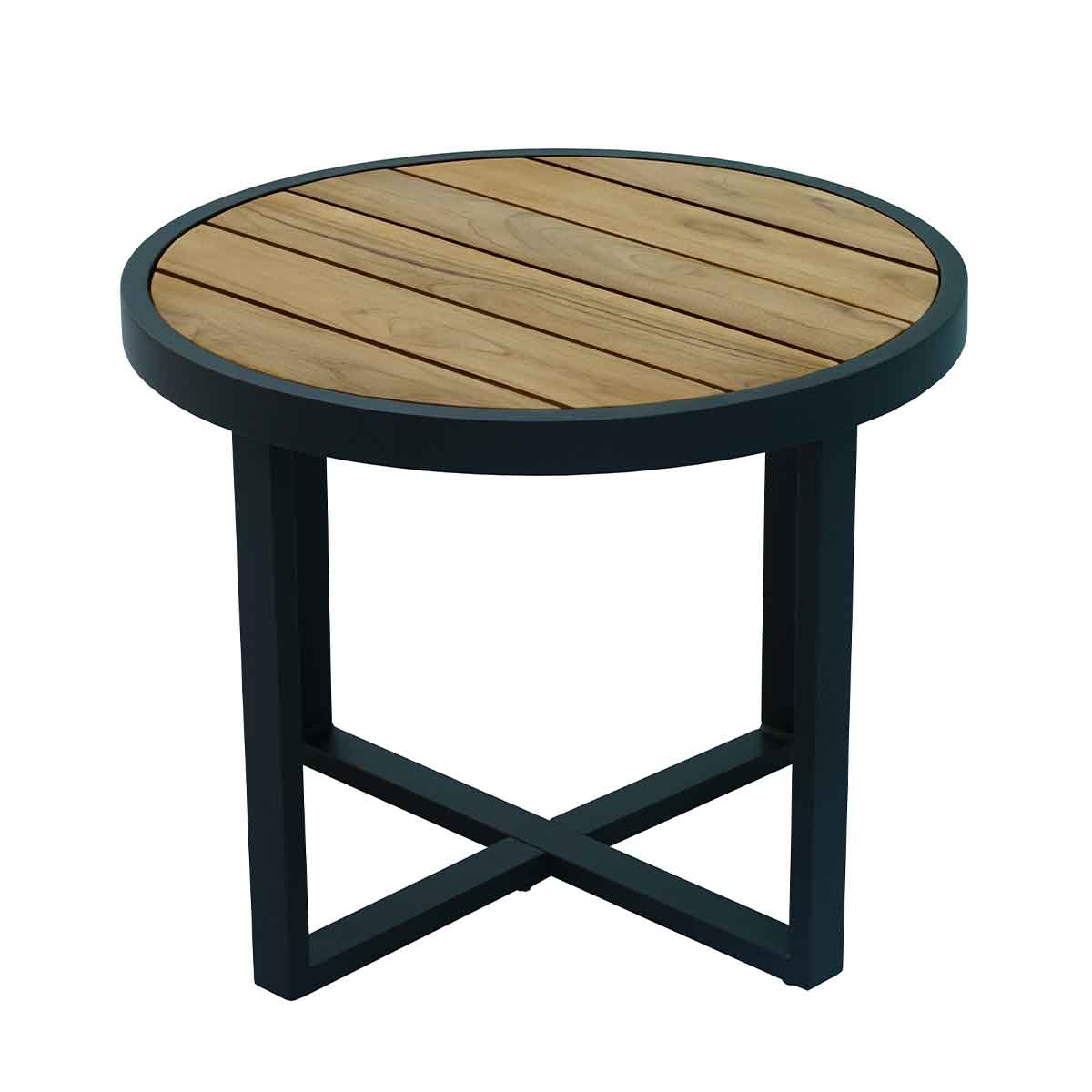 Portofino Outdoor Teak and Aluminum Accent Table 24" Round