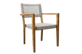 Teak and Nautical Outdoor Rope Stacking Dining Chair