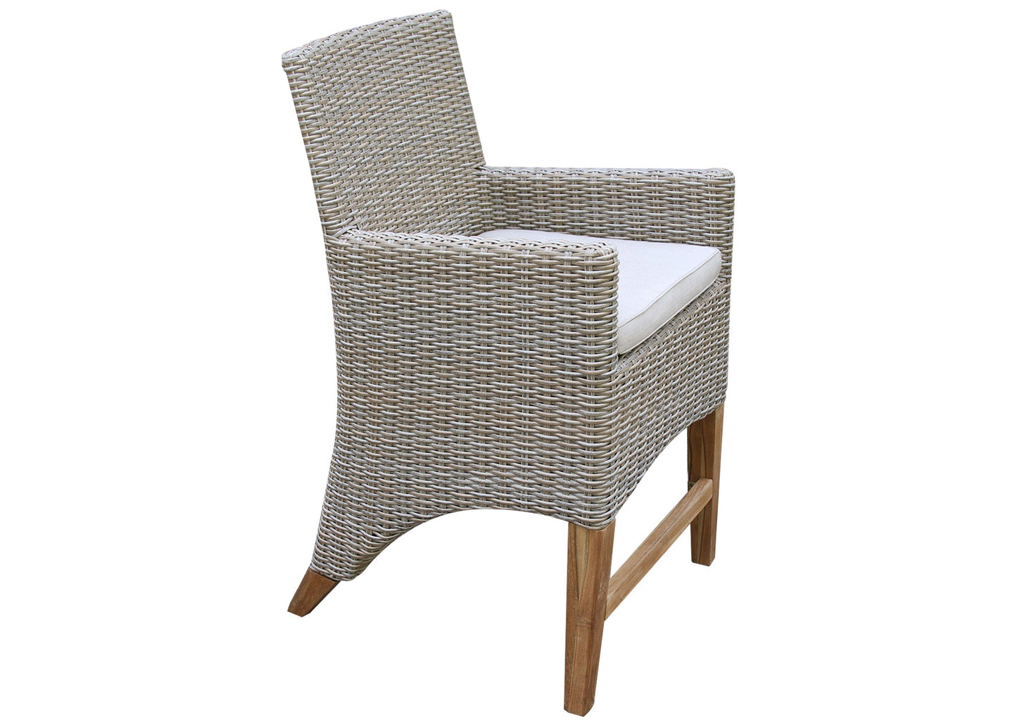 Teak and Ash Outdoor Wicker Counter Height Chair w Sunbrella