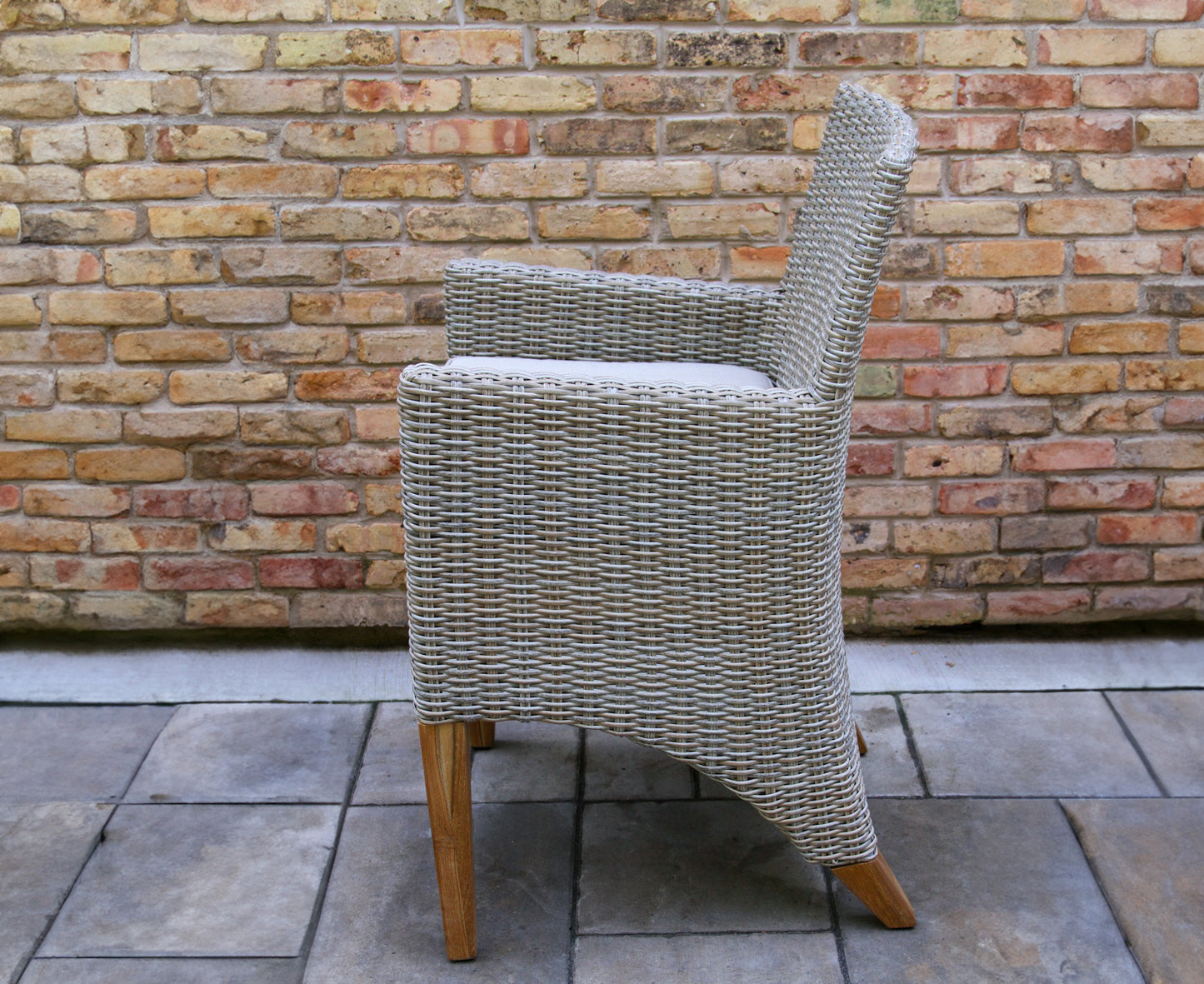 Teak and Ash Outdoor Wicker Counter Height Chair w Sunbrella