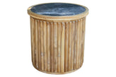Teak and Orobico Outdoor Sintered Stone Accent Table 22" Round