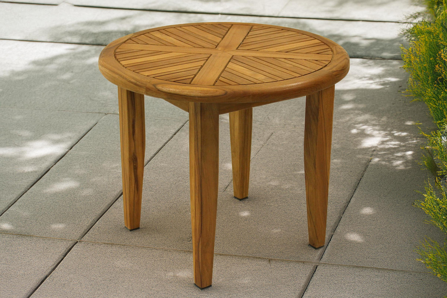 Teak Round Outdoor Lounging Accent Table 24" Round