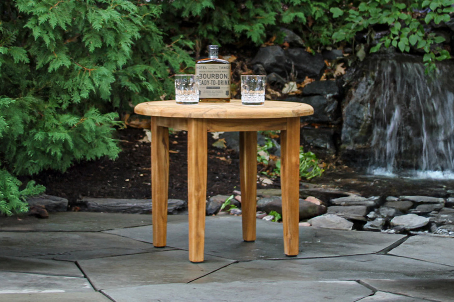 Teak Round Outdoor Lounging Accent Table 24" Round