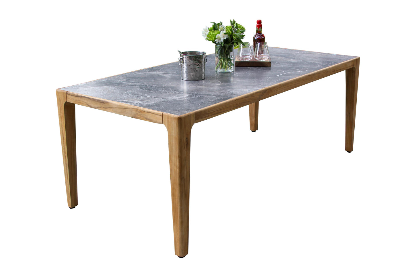 Teak and Orobico Outdoor Sintered Stone Dining Table 78.5" x 39.5"