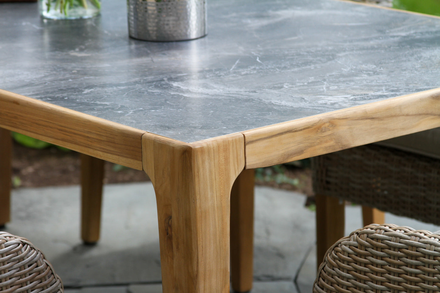 Teak and Orobico Outdoor Sintered Stone Dining Table 78.5" x 39.5"