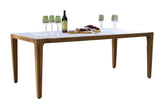 Teak and Monte Bianco Outdoor Sintered Stone Dining Table 78.5" x 39.5"