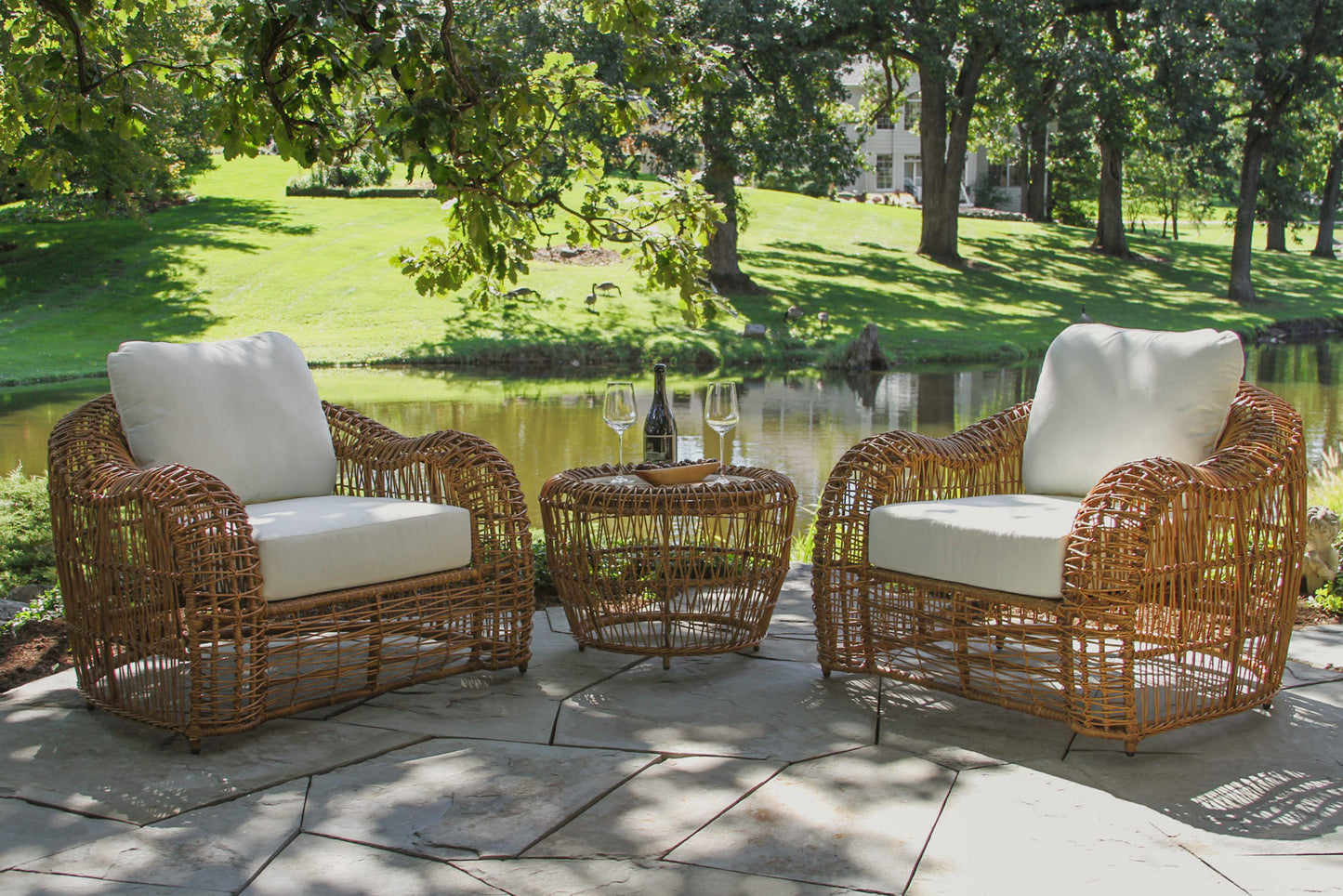 On the Vine Outdoor Wicker Arm Chair w Sunbrella