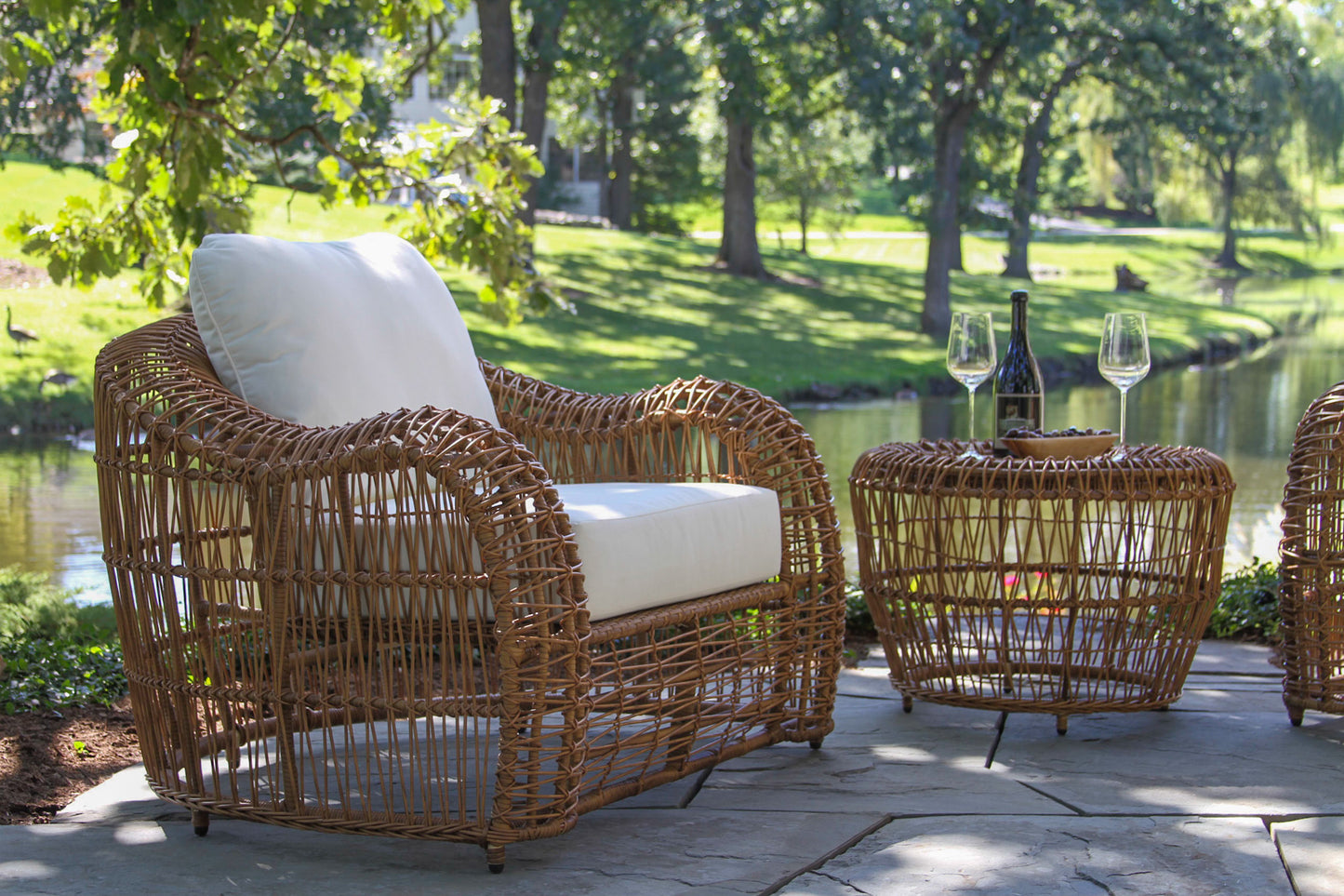 On the Vine Outdoor Wicker Arm Chair w Sunbrella
