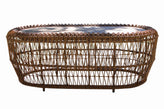 On the Vine Teak and Wicker Outdoor Oval Coffee Table 47" x 27"