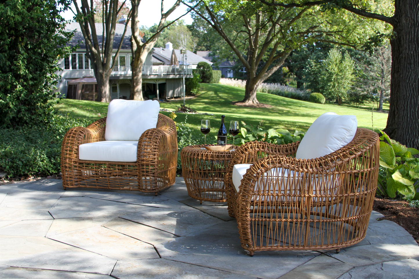 On the Vine Outdoor Wicker Arm Chair w Sunbrella