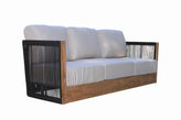 Teak and Black Rope Outdoor Sofa w Sunbrella