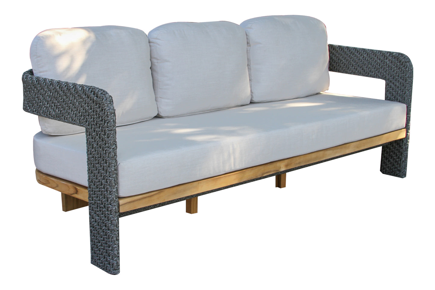 Estate Teak and Wicker Outdoor Sofa w Sunbrella