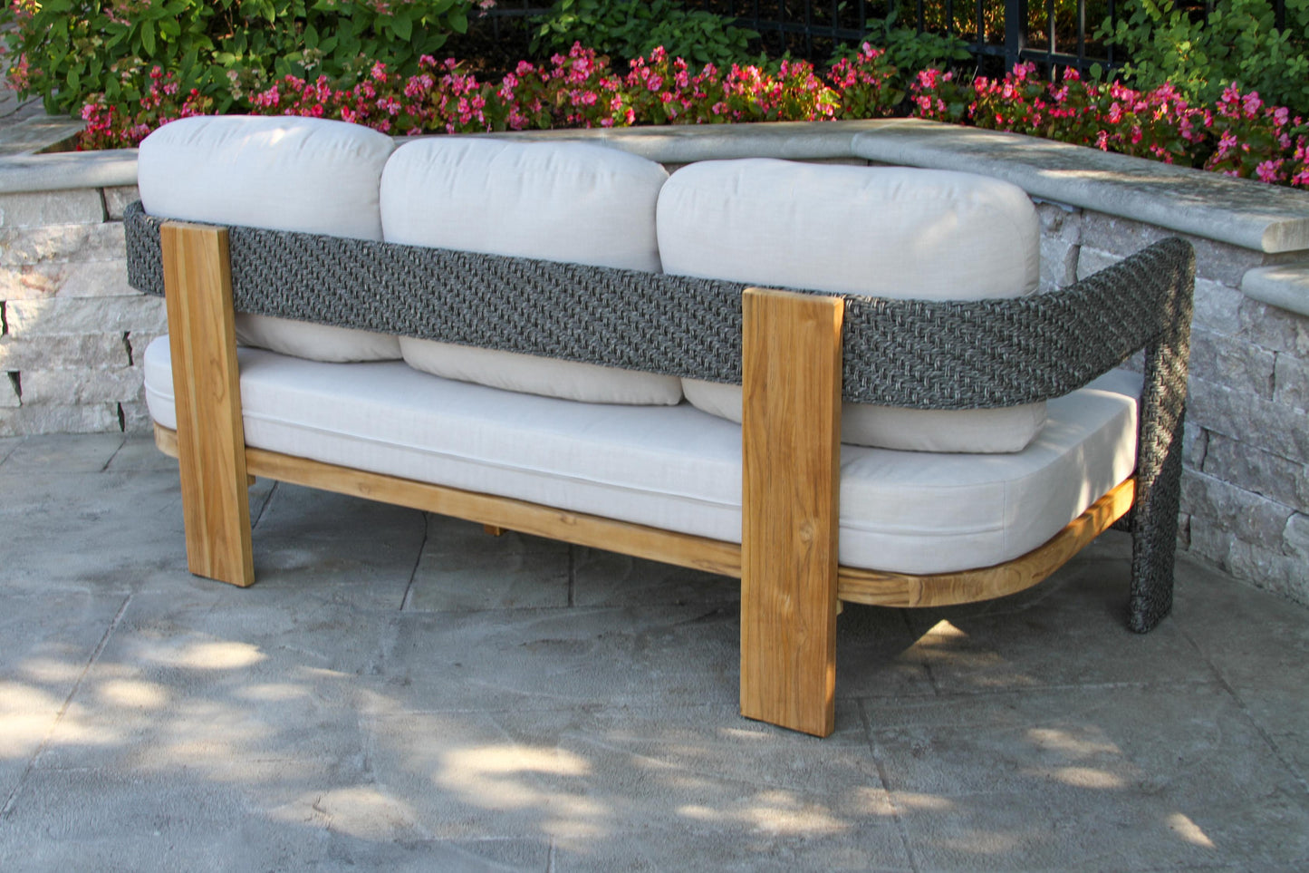 Estate Teak and Wicker Outdoor Sofa w Sunbrella
