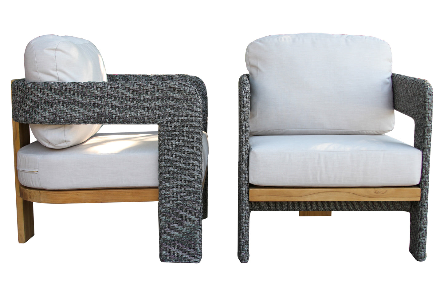 Estate Teak and Wicker Outdoor Arm Chair w Sunbrella