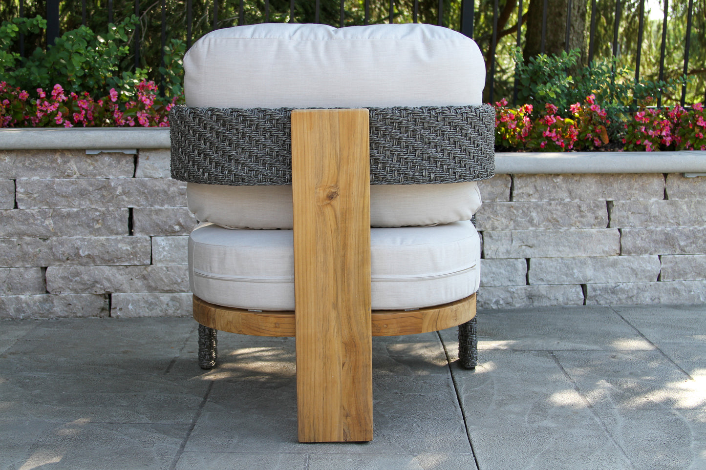 Estate Teak and Wicker Outdoor Arm Chair w Sunbrella