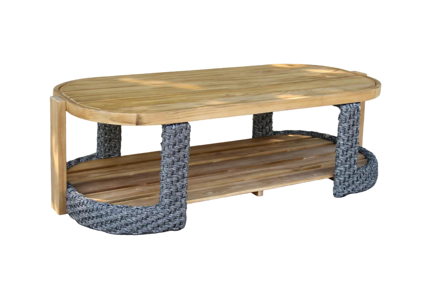 Estate Teak and Wicker Outdoor Coffee Table 52.5" x 24"