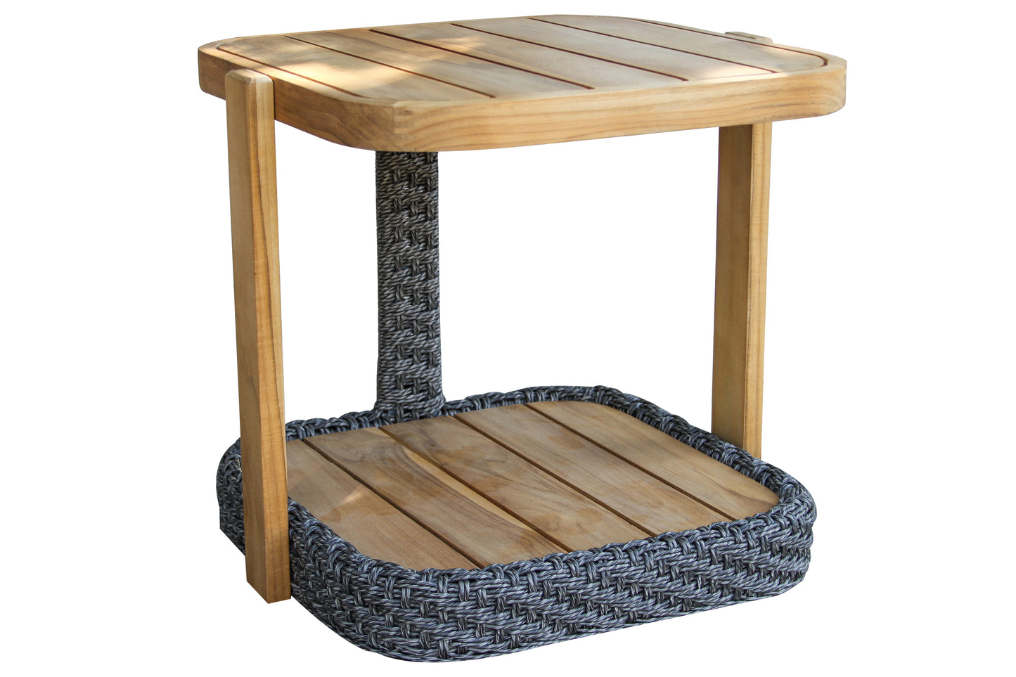 Estate Teak and Wicker Outdoor Accent Table