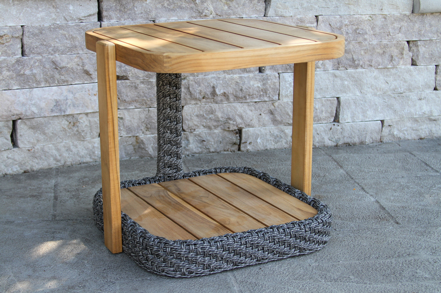 Estate Teak and Wicker Outdoor Accent Table