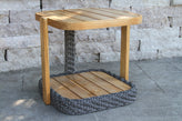 Estate Teak and Wicker Outdoor Accent Table