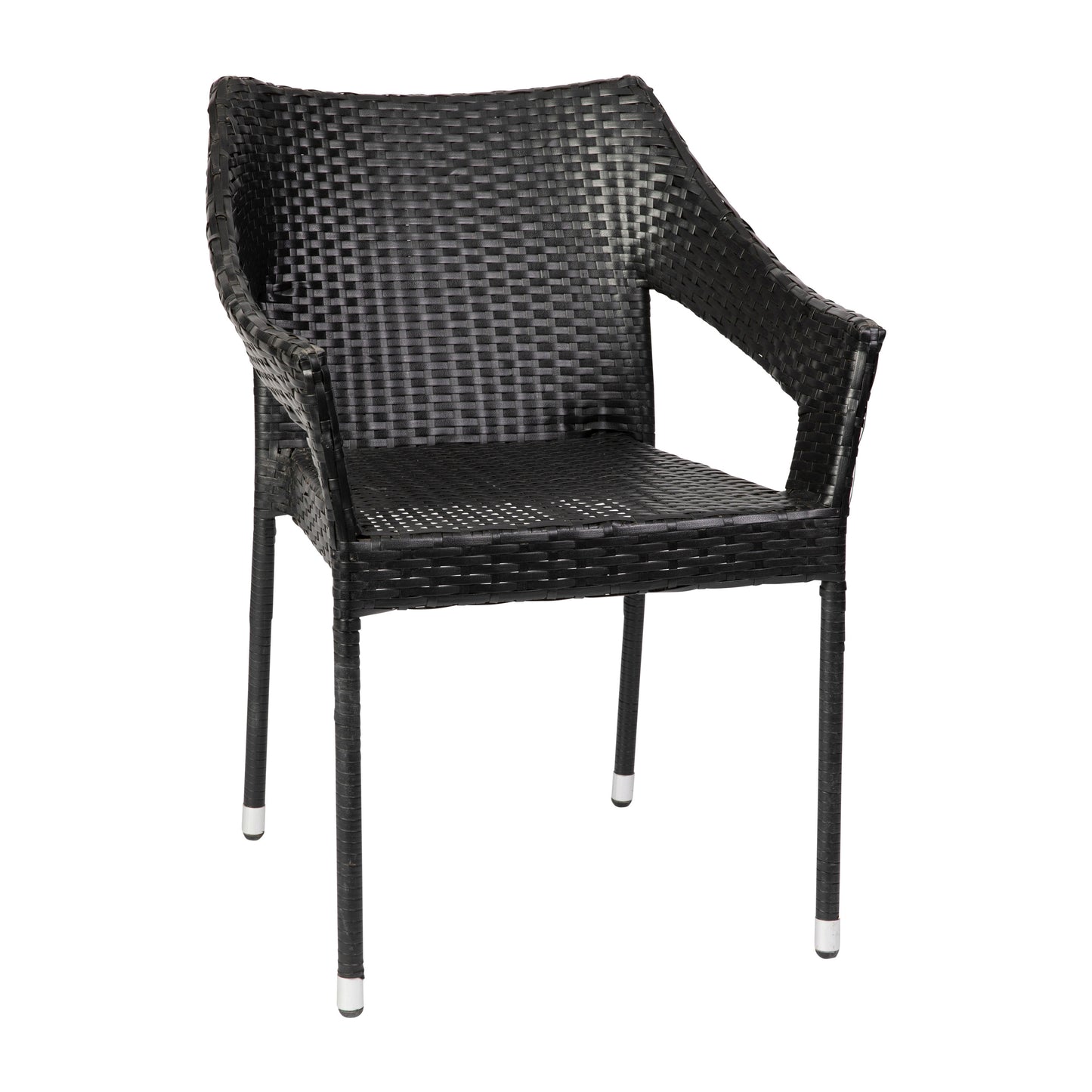 Ethan Commercial Grade Stacking Patio Chair, All Weather PE Rattan Wicker Patio Dining Chair in Black