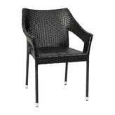 Ethan Commercial Grade Stacking Patio Chair, All Weather PE Rattan Wicker Patio Dining Chair in Black