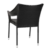 Ethan Commercial Grade Stacking Patio Chair, All Weather PE Rattan Wicker Patio Dining Chair in Black