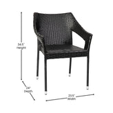 Ethan Commercial Grade Stacking Patio Chair, All Weather PE Rattan Wicker Patio Dining Chair in Black