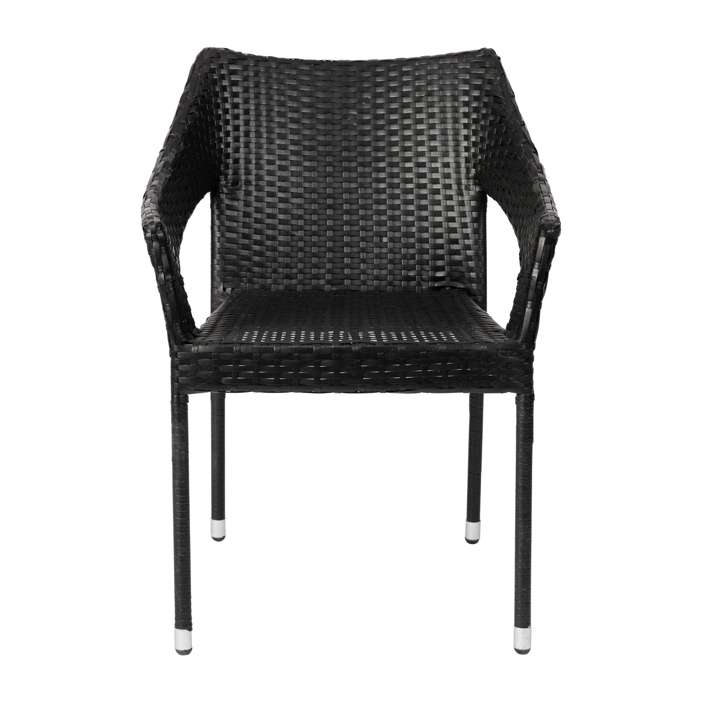 Ethan Commercial Grade Stacking Patio Chair, All Weather PE Rattan Wicker Patio Dining Chair in Black