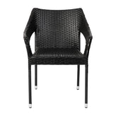 Ethan Commercial Grade Stacking Patio Chair, All Weather PE Rattan Wicker Patio Dining Chair in Black