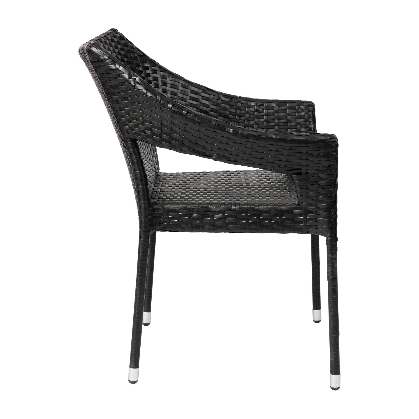 Ethan Commercial Grade Stacking Patio Chair, All Weather PE Rattan Wicker Patio Dining Chair in Black