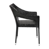 Ethan Commercial Grade Stacking Patio Chair, All Weather PE Rattan Wicker Patio Dining Chair in Black
