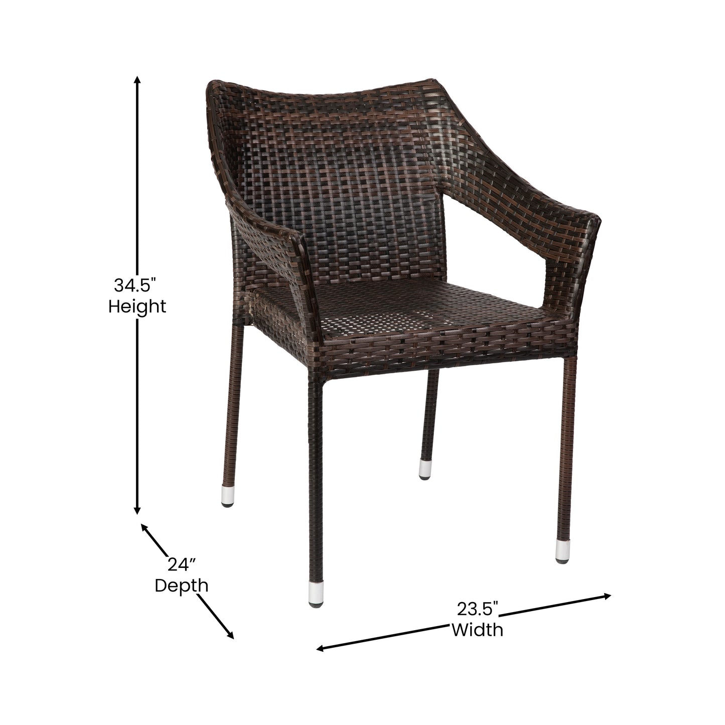 Ethan Commercial Grade Stacking Patio Chair, All Weather PE Rattan Wicker Patio Dining Chair in Espresso