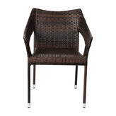 Ethan Commercial Grade Stacking Patio Chair, All Weather PE Rattan Wicker Patio Dining Chair in Espresso