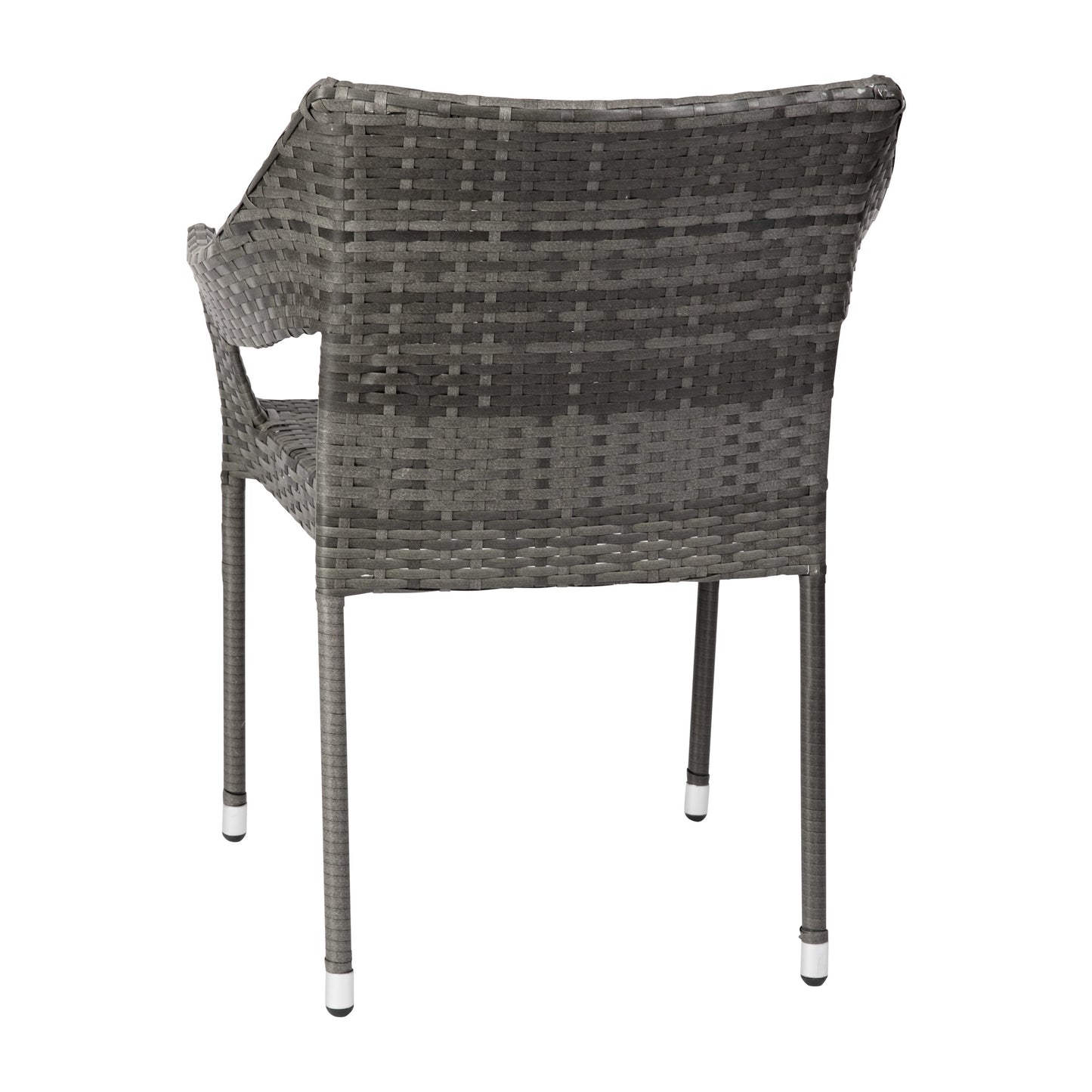 Ethan Commercial Grade Stacking Patio Chair, All Weather PE Rattan Wicker Patio Dining Chair in Gray