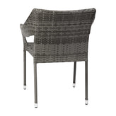 Ethan Commercial Grade Stacking Patio Chair, All Weather PE Rattan Wicker Patio Dining Chair in Gray