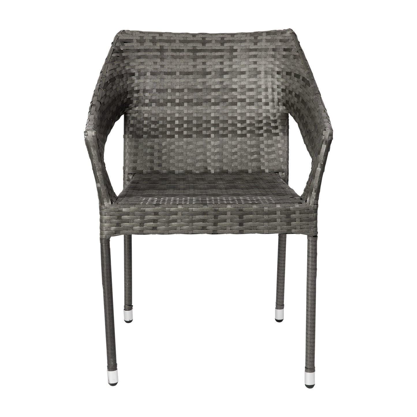 Ethan Commercial Grade Stacking Patio Chair, All Weather PE Rattan Wicker Patio Dining Chair in Gray