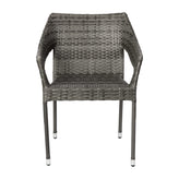 Ethan Commercial Grade Stacking Patio Chair, All Weather PE Rattan Wicker Patio Dining Chair in Gray