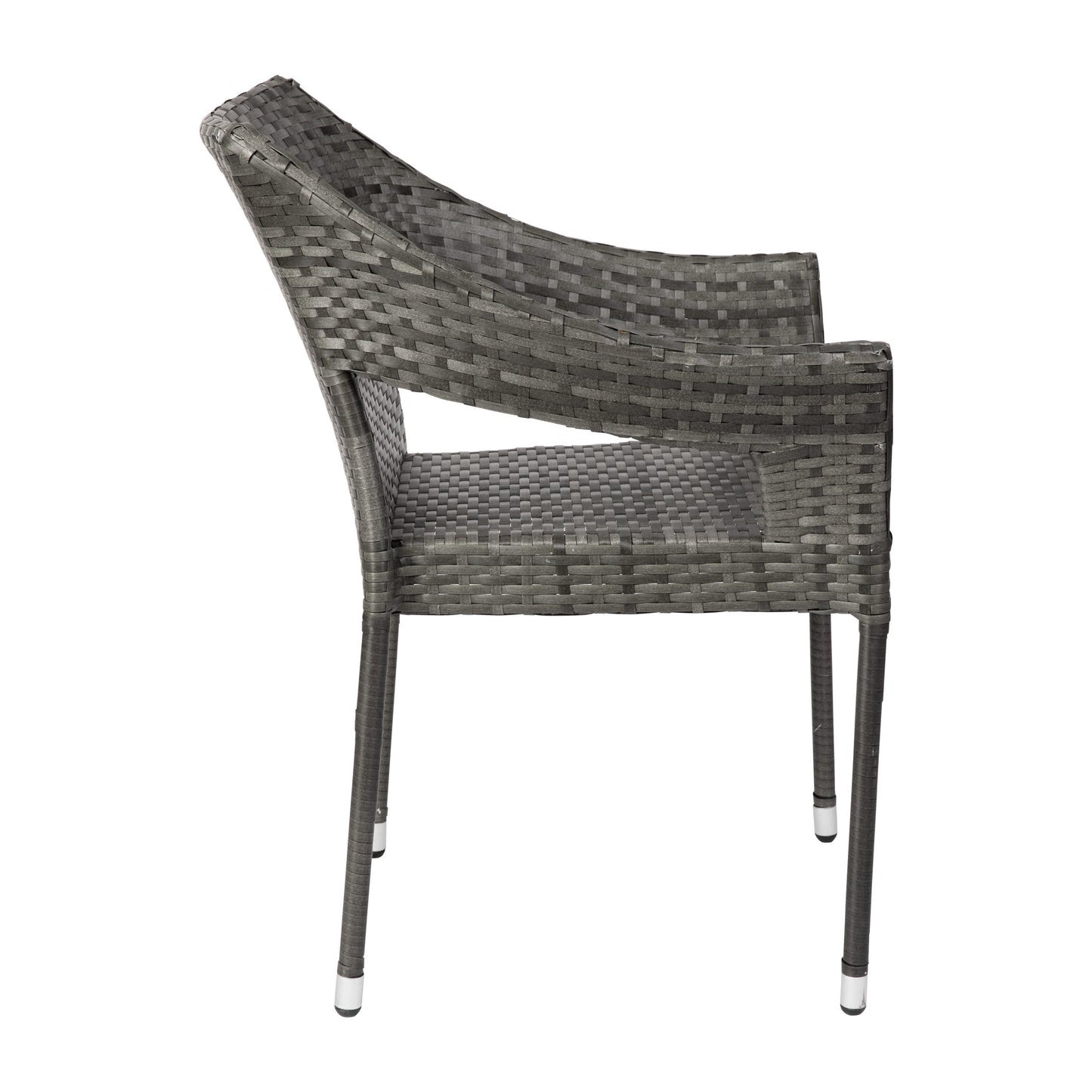 Ethan Commercial Grade Stacking Patio Chair, All Weather PE Rattan Wicker Patio Dining Chair in Gray