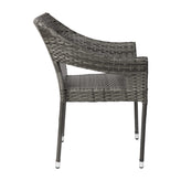 Ethan Commercial Grade Stacking Patio Chair, All Weather PE Rattan Wicker Patio Dining Chair in Gray