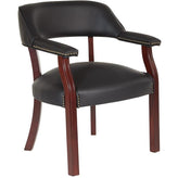 Traditional Guest Upholstered Arm Chair in Black Vinyl