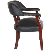Traditional Guest Upholstered Arm Chair in Black Vinyl