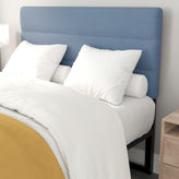 Paxton Full Channel Stitched Fabric Upholstered Headboard, Adjustable Height from 44.5" to 57.25" - Blue