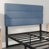 Paxton Full Channel Stitched Fabric Upholstered Headboard, Adjustable Height from 44.5" to 57.25" - Blue