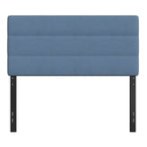 Paxton Full Channel Stitched Fabric Upholstered Headboard, Adjustable Height from 44.5" to 57.25" - Blue