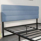 Paxton King Channel Stitched Fabric Upholstered Headboard, Adjustable Height from 44.5" to 57.25" - Blue